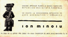 Carte vizita expozitie 1966 maestrul Ion Minoiu foto