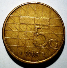 B.666 OLANDA BEATRIX 5 GULDEN 1989 foto