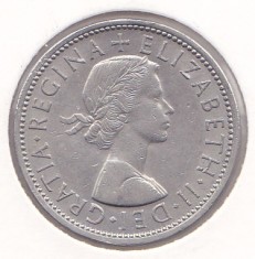 Moneda Marea Britanie 2 Shillingi ( Florin ) 1966 QEII - KM#906 aUNC
