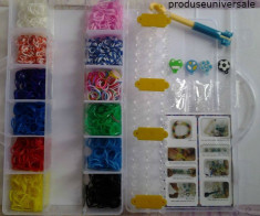 Kit Loom Bands pentru bratari elastice ,1200 elastice,suport si alte ustensile foto