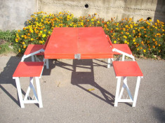 Masa cu 4 scaune pliabila , ideala drumetii/ picnic/ hobby /pescuit/ camping /party outdoor foto