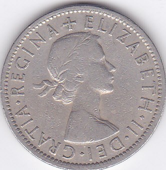 Moneda Marea Britanie 2 Shillingi ( Florin ) 1955 QEII - KM#906 VF