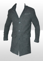 Palton Barbati Zara Men - Iarna - Model Eleganta - Slim - Lung - Gri cod produs D86 foto