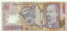 ROMANIA 100000 100.000 LEI 2001 ( 2002 prefix 02 ) [6] VF+ foto