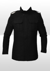 Palton tip Zara - Cambrat pe corp - Slim - Negru - Masuri: M L - Model gros de iarna - Model Army foto