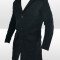 Palton tip Zara - Cambrat pe corp - Slim - Negru - Masuri: XL - Model gros - Model lung
