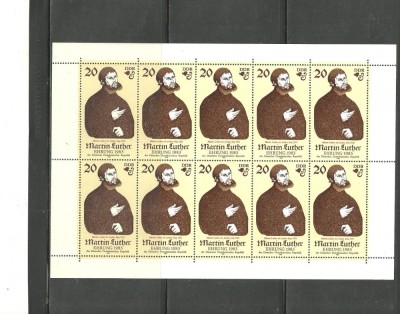 GERMANIA (DDR) 1982 - MARTIN LUTHER, KLEINBOGEN MNH AF21 foto