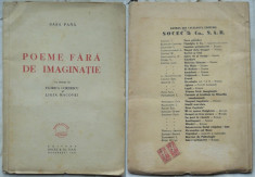 Sasa Pana , Poeme fara de imaginatie , 1947 , editia 1 cu ilustratii , avangarda foto