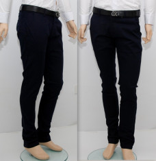 Pantaloni ZARA MEN - Bleumarin - Slim Fit Conici - Fashion Casual Office - Editie Limitata - Model 2015 (Poze Reale) foto