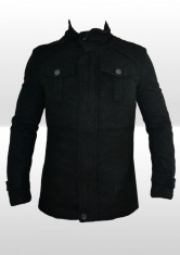 Palton Zara Men - Model Elegant - Scurt - Croiala Slim - Cotton - Negru - Cod Produs D90 foto