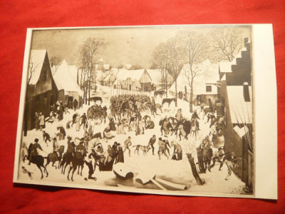 Ilustrata- Pictura -Uciderea copiilor din Vifleim de P.Bruegel -Muzeul Brukenthal Sibiu 1931 foto