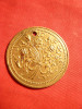 Medalion motiv Floral din bronz aurit -sf.sec.XIX , d=3cm