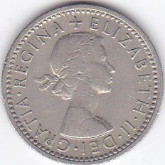 Moneda Marea Britanie 6 Pence 1959 QEII - KM#903 VF foto