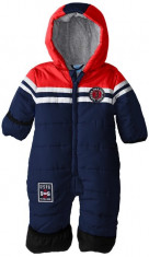 Combinezon US Polo Association Baby-Boys Infant Three Toned Puffer Bunting Snowsuit, Navy foto