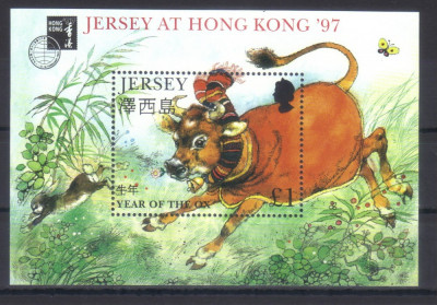 JERSEY 1977, Fauna - Anul Nou Chinezesc, bloc neuzat, MNH foto