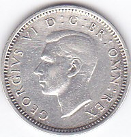 Moneda Marea Britanie 3 Pence 1939 KGVI - KM#848 XF (argint 0,500 - 1,438 grame) foto