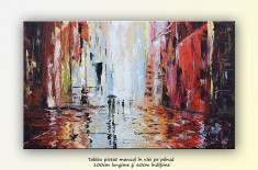 Prin ploaie (2) - tablou abstract modern 100x60cm - in cutit - efect 3D foto