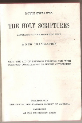 (C5402) THE HOLLY SCRIPTURES, A NEW TRANSLATION, CAMBRIDGE, BIBLIE, SCRIPTURA, SECOND IMPRESSION , AUGUST, 1917 foto
