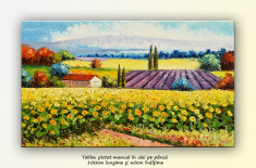 Liniste deplina - tablou peisaj cu floarea soarelui 100x60cm foto