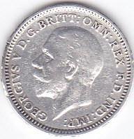 Moneda Marea Britanie 3 Pence 1932 KGV - KM#831 VF+ ( argint 0,500 - 1,4138 g )