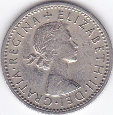 Moneda Marea Britanie 6 Pence 1957 QEII - KM#903 VF+ foto
