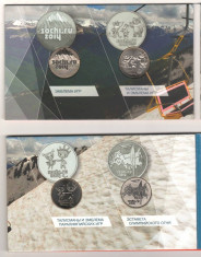 SV * SET RUSIA / Federatia Rusa SPORT : Jocurile Olimpice SOCI (Sochi) 2014 : 4 monede x 25 RUBLE si 1 bancnota x 100 RUBLE aUNC foto