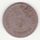 (M301) MONEDA GERMANIA - 5 PFENNIG 1888, LIT. D, MAI RARA - SUB PRETUL DE CATALOG, Europa