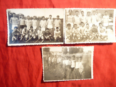 3 Fotografii mici 8,5x5,8 cm -Echipe de copii si tineret- Oina , hochei pe iarba foto