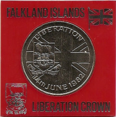 Falkland 50 Pence 1982 Elizabeth II Comemorativa: Falkland&amp;#039;s Liberation from Argentine Forces, 38.61mm, KM-18 UNC !!! foto