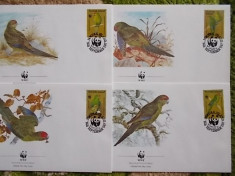 FDC fauna protejata wwf papagali - set complet de FDC-uri wwf - Norfolk Isl 1987 cota 13+USD foto