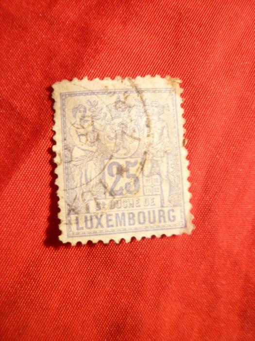 Timbru 25 Centi 1882 Luxemburg ,ultramarin , stamp.