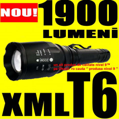 MEGA OFERTA!!! CEA MAI PUTERNICA Lanterna cu LED CREE XML T6 1900 Lumeni + MEGA ZOOM + 5 Faze + INCARCATOR + 2 Acumulatori 18650 UltraFire foto