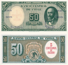 CHILE 5 centisimos on 50 pesos UNC!!! foto