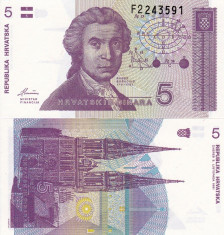 CROATIA 5 dinara 1991 UNC!!! foto