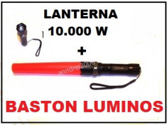 Lanterna reincarcabila cu led Cree 10.000W LUPA ZOOM +Baston semnalizare culoare rosie. Transport Gratuit foto