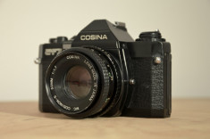 Aparat foto SLR Cosina CT7 ( model 1980), obiectiv fix 50mm foto