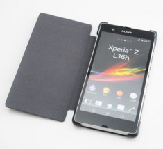 Toc piele neagra Sony Xperia Z L36H + folie protectie ecran + expediere gratuita Posta foto