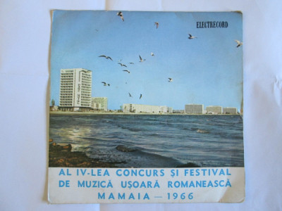 VINIL E.P. AL IV-LEA CONCURS SI FESTIVAL DE MUZICA USOARA ROMANEASCA MAMAIA-1966 foto