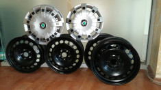 Jante Tabla Otel 16 inchi Germania producator VW AG + capace Skoda VW Audi 5x112 J7 ET45 foto