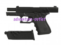 PISTOL AIRSOFT GAZ &amp;quot;GLOCK G23&amp;quot; MODIFICAT 33% F.PUTERNIC*BlowBack*GAZ LEGAL SIGILAT+Bile+GREENGAZ=GARANTIE= foto