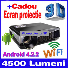 Videoproiector HD 3D, Lampa LED, Dual Core AML8726-MX, Android 4.2+RJ45, 4500 lumeni, HDMI, WiFi, 1 Gb RAM foto