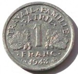 G5. FRANTA 1 FRANC 1943 VICHY, Aluminum, 23 mm, nr. 2 **, Europa