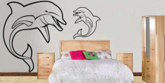 Delfin_Tatuaj De Perete_Sticker Decorativ_WALL-163-Dimensiune: 35 cm. X 34.3 cm. - Orice culoare, Orice dimensiune foto