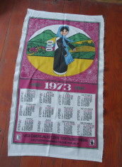 Vintage - calendar 1973 din material textil ( panza ) DDR - Deutsche Demokratische Republik !!! foto