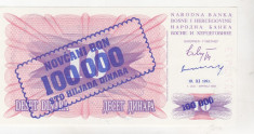 bnk bn Bosnia Hertegovina 100000 dinari 1993 unc - 10.11.1993 foto