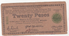 bnk bn Filipine 20 pesos 1944 , Insula Negros , em 3 foto
