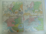 Harta color Europa Impartirea popoarelor si zonele religioase Europa 1899