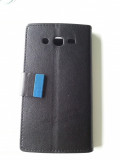 Husa neagra toc flip Samsung Galaxy Grand i9080 + 2 x folie ecran, Negru, Piele Ecologica