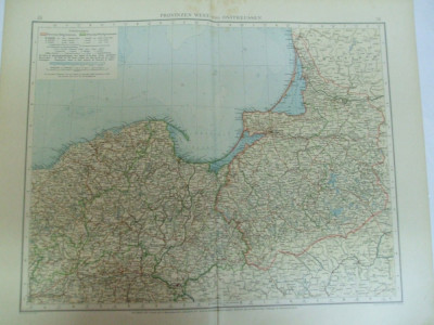 Harta color Prusia de Vest si de Est cuprinzand Germania Polonia Rusia Lituania Leipzig 1899 foto
