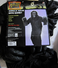 Costum Halloween, haina material negru + maini cauciuc, nou - GORILA!! FARA MASCA!!! foto
